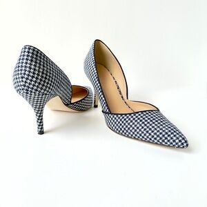 J. Crew Elegant Navy and Ivory Houndstooth Women's Heels, US 8